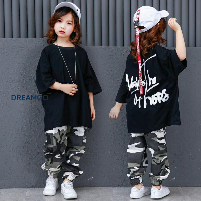 キッズ ダンス衣装 ヒップホップ HIPHOP 子供 ダンスス 迷彩パンツ Tシャツ ダンスパンツ 長ズボン ジャズダンス 練習着