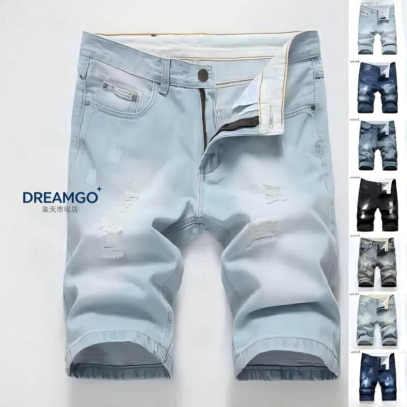 デニム パンツ 半ズボン ダメージ加工 ハーフパンツ メンズ ショートパンツ デニム ジーンズ スリム ショーツ ハーパン ストレッチ 短パン