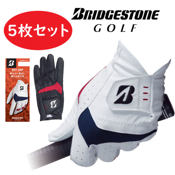 ▼お得な5枚セット▼　ブリヂストンゴルフ　GLG24　ソフトグリップ　 左手用　全天候型グローブ/BRIDGESTONE GOLF