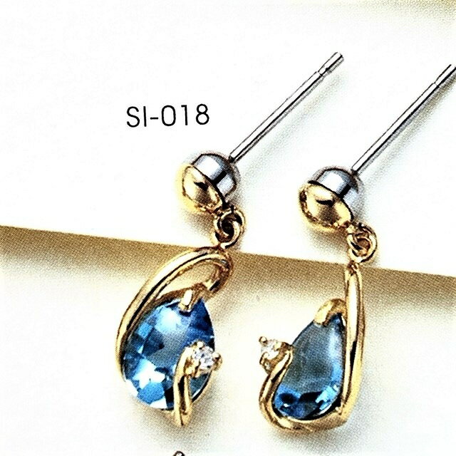 チタンピアス 【スーパーSALE 30％引】K18 18金ピアス FDAピアス ブルートパーズ ダイヤ 金属アレルギー対応 敏感肌 金属アレルギー チタンピアス チタン チタン合金 医療用金属 ポストは18金とスーパーチタンなのでかゆくなりません。 ギフト プレゼント 【送料無料】 SI018