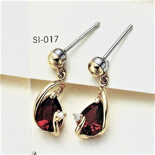 チタンピアス 【スーパーSALE 30％引】K18 18金ピアス FDAピアス ガーネット ダイヤ 金属アレルギー対応 敏感肌 金属アレルギー チタンピアス チタン チタン合金 医療用金属 ポストは18金とスーパーチタンなのでかゆくなりません。 ギフト プレゼント 【送料無料】 SI017