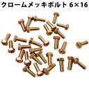 クロメートメッキ ボルト 6mm × 16mm ピッチ 1.0mm 30個セット | クロメート メッキ ねじ ネジ 螺子 工具 ドライバー メール便 使いきり 小分け バラ バラ売り 自動車用 車用 オートバイ用 農機具用 並目 ピッチ サイズ P mm M 愛車 車 カー用品