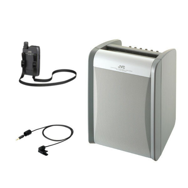 JVC ケンウッド PE-W51SCDB + WM-P980 + WT-UM80 ポータブル ワイヤレス アンプ CD搭載 シングルチューナー付き + ペンダント型マイクロホン1本 + タイピンユニット セット 乾電池対応 スピーカー 屋外 kenwood victor ビクター