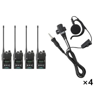 アルインコ DJ-P240L + EME-654MA 特定小電力 トランシーバー ロングアンテナ ×4 イヤホンマイク ×4 4台セット 交互通話 交互中継通話...