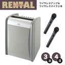 レンタル ワイヤレスアンプ マイク 2本セット 3泊4日 プラン ポータブルワイヤレスアンプ JVC ビクター ケンウッド PE-W51S-M ハンド型 ワイヤレス マイク 2本 セット fy16REN07