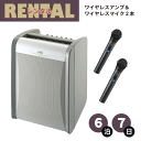 レンタル ワイヤレスアンプ マイク 2本セット 6泊7日 プラン ポータブルワイヤレスアンプ JVC ビクター ケンウッド PE-W51S-M ハンド型 ワイヤレス マイク 2本 セット fy16REN07