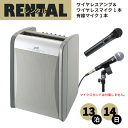 レンタル ワイヤレスアンプ マイク 1本 有線マイク1本 セット 13泊14日 プラン ポータブルワイヤレスアンプ JVC ビクター ケンウッド PE-W51S-M ハンド型 ワイヤレス マイク 1本 有線マイク ケーブル付き1本セット fy16REN07