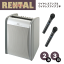 レンタル ワイヤレスアンプ マイク 2本セット 2泊3日 プラン ポータブルワイヤレスアンプ JVC ビクター ケンウッド PE-W51S-M ハンド型 ワイヤレス マイク 2本 セット fy16REN07