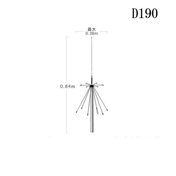 第一電波工業ダイヤモンドアンテナDIAMOND　ANTENNA D190 スーパーディスコーンアンテナ（固定局用）同軸ケーブル付き100～1500MHz受信144/430/904/1200MHz帯送信可能(DIGITAL対応)