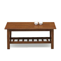 センターテーブル ローテーブル リビングテーブル コーヒーテーブル 木製 長方系 角型 脚付き ブラウン