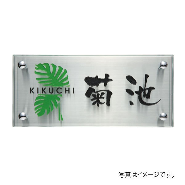 福彫 ガラス クリアーガラス (黒文字&グリーン)&ステンレス GPL-301K