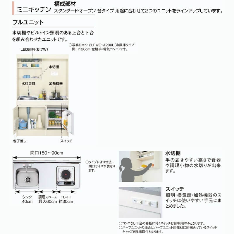 ミニキッチン 間口120cm フルユニット 飲...の紹介画像3