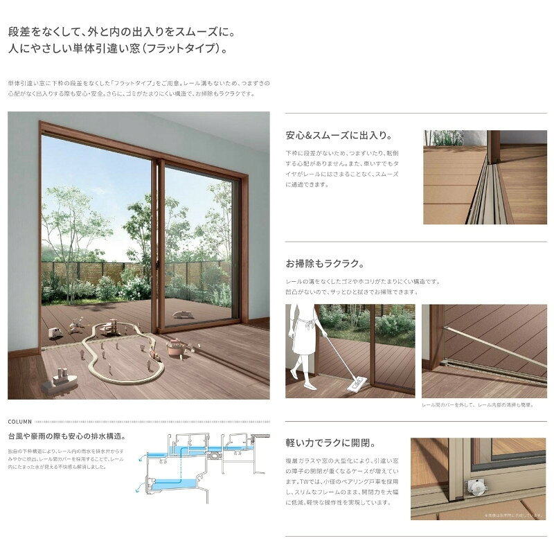 引き違い窓 フラットタイプ 4枚建 25120-4 TW (PG) W2550×H2030mm 複層ガラス 樹脂...