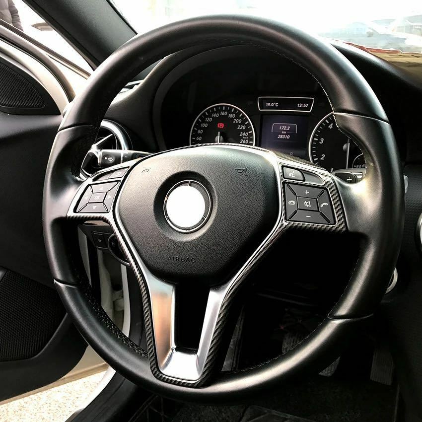 メルセデス ベンツ W176 A180 A250 スポーツ シュポルト スタイルプラス 4マチック Aクラス　カーボンルック ステアリング　カバー フレーム ステアリングハンドル　　　ステアリング　　スイッチ　パネル　カバー　ガーニッシュ 4738