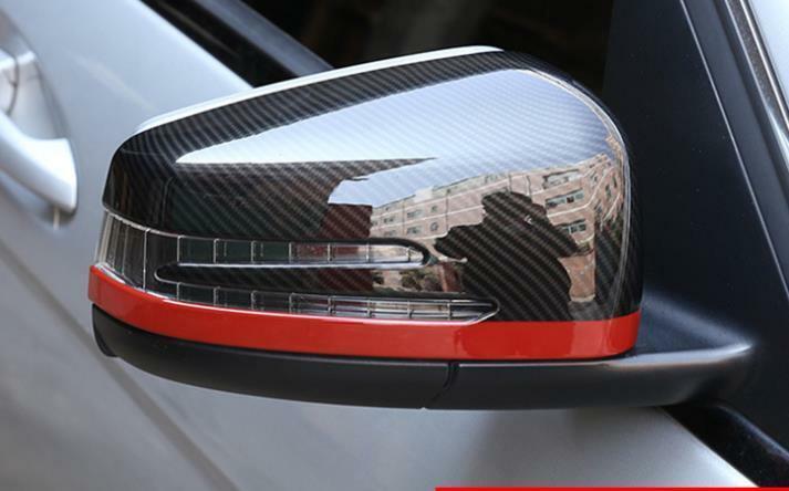 Rakuten - メルセデス ベンツ カーボン ルック ドアミラー カバー W212 C207 A207 E250 E350 E400 E550 Eクラス クーペ カブリオレ レッドライン サイドミラー カバー ブラック カーボン ルック サイド ドア ミラー カバー ガーニッシュ　b1375