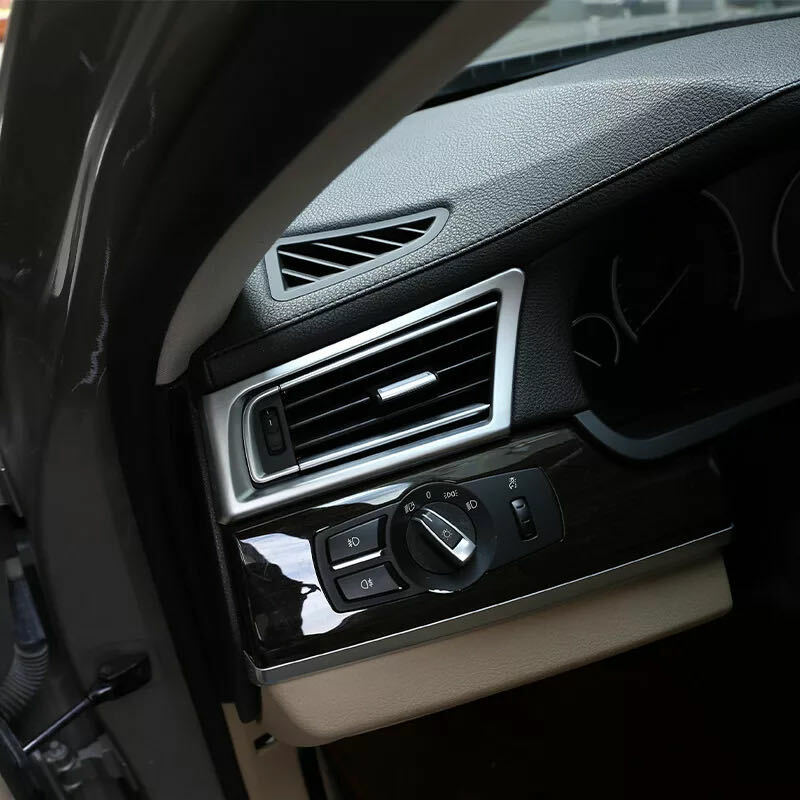 サテンシルバー サイド エアコンダクト カバー BMW F01 F02 F04 740i 740Li 750i 750Li 760Li 　左ハンドル用　アクティブハイブリッド7 7シリーズ コンソール エアコン ダクト パネル カバー　7552