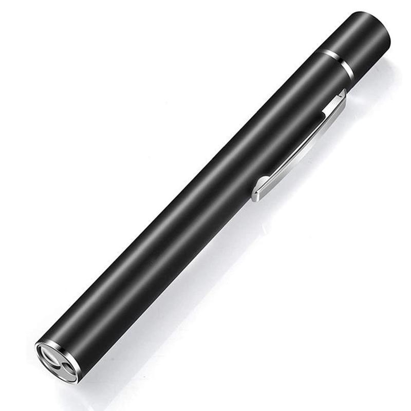 Kimlonton ダブル光源 懐中電灯 小型 LED ハンディライト ペンライト USB充電式 超軽量 高耐久 クリップ付き 携帯便利 キャンプ アウトドア ライト(ブラック)