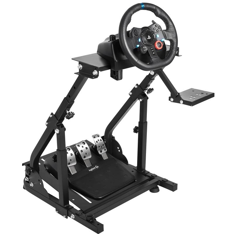 MINNEER调节できるレース用のハンドルステント Logitech g29 g920 g923 Thrustmaster T80 T128 T150 T248 T300 T300rs T500にフィットし、堅固なハンコンコックピット、ハンドルを含まない、ペダルとギアチェン