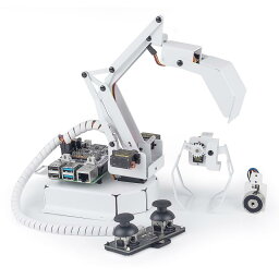SunFounder 3+1 自由度 Raspberry Pi 用のロボットアームキット,ショベルバケット/ハンギングクリップ/電磁石 3つの運ぶモード,リモコン&amp;ジョイスティック操作,可視化ezblock/Pythonプログラミング,D