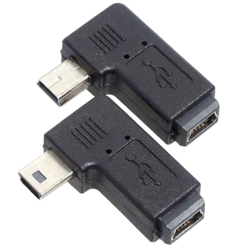 KAUMO USB 変換コネクタ L字型 左右2個セット (mini-Bオス/mini-Bメス 横L型 右向き 左向き)