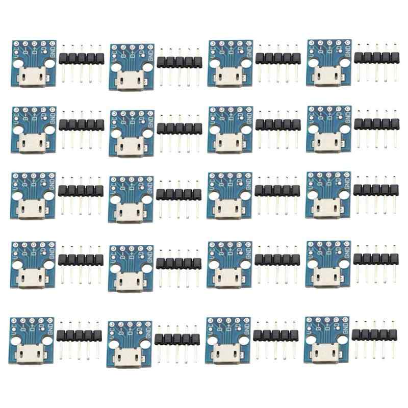 VKLSVAN 20個入り マイクロUSB→DIPコネクタ メス 5ピン ピンボード 2.54mm Micro USB 5V 電力変換モジュール