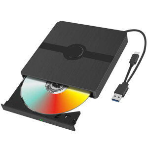 DVDɥ饤 դ USB3.0 Type C CD/DVDɥ饤 CD/DVD Ͽб ץ쥤䡼 CDݡ֥ɥ饤 Windows/Macб ӷCD ®24X Ų  (֥å