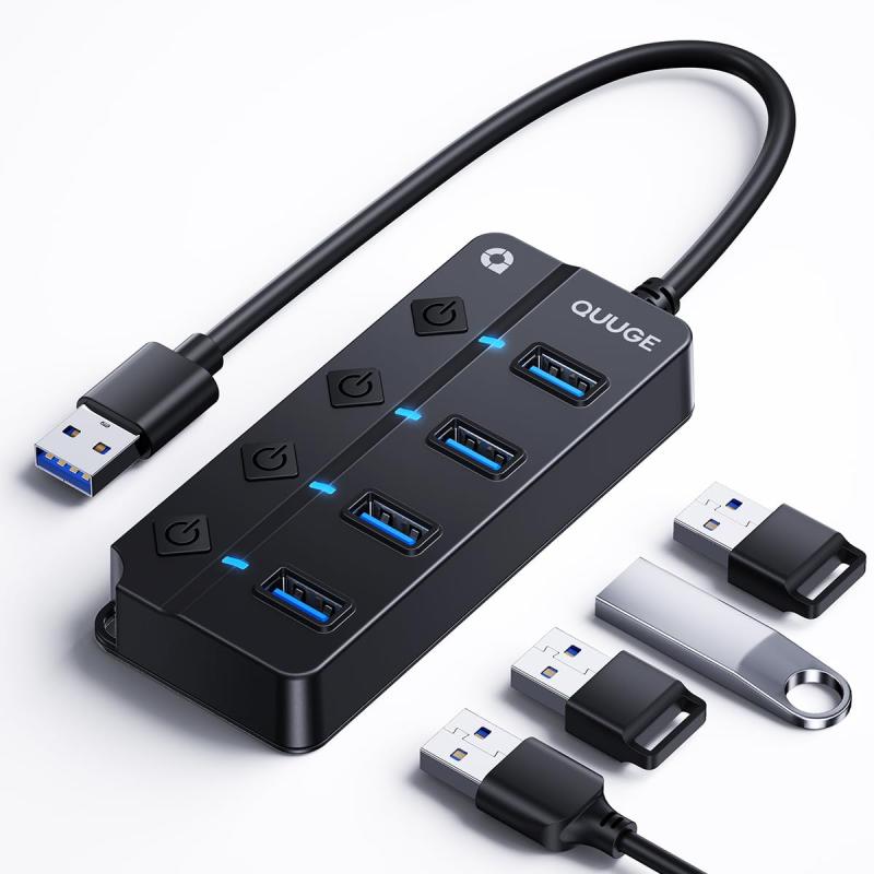 QUUGE USB ϥ åդ 3.0 USBϥ USB3.0 4ݡ 5Gbps®ž USB USBݡ DC3.5mmťݡ Ωå 4IN1 USB3.0 ϥ Хѥ/եѥξб USB3.2 Gen1 ϥ  ΡPCŬ