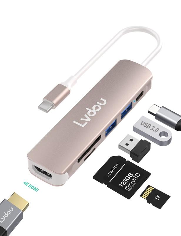 USB C nu A_v^ 6-in-1 Lvdou }`|[g USB nu Type-C 85W PD[d 4K HDMI Micro SD/SDJ[h[_[ USB-C A_v^