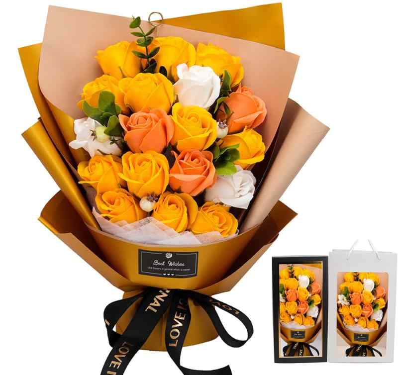 ソープフラワー花束 母の日プレゼント， 誕生日プレゼント ソープフラワー バラ グラデーション 花束 ブーケ 薔薇造花 女性 人気ギフト ドライフラワー インテリア 結婚記念日 父の日 敬老