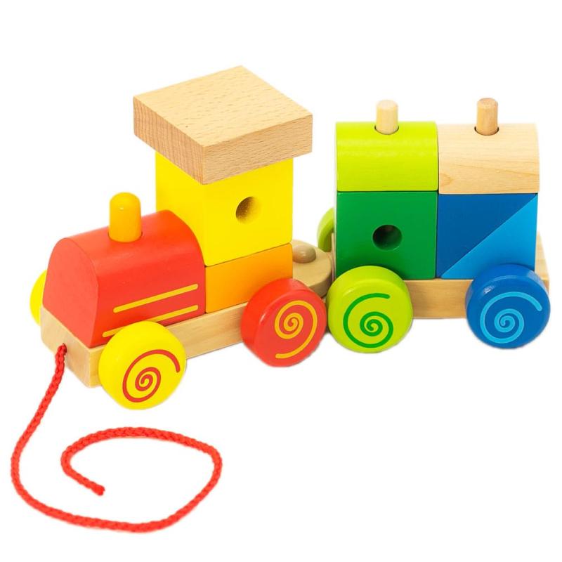 [デバリエ]木のおもちゃ 知育玩具 誕生日プレゼント 出産祝い ブロック プルトイ 汽車のオモチャ 女の子 男の子 ギフト 木製 引いて遊ぶ 出産祝い