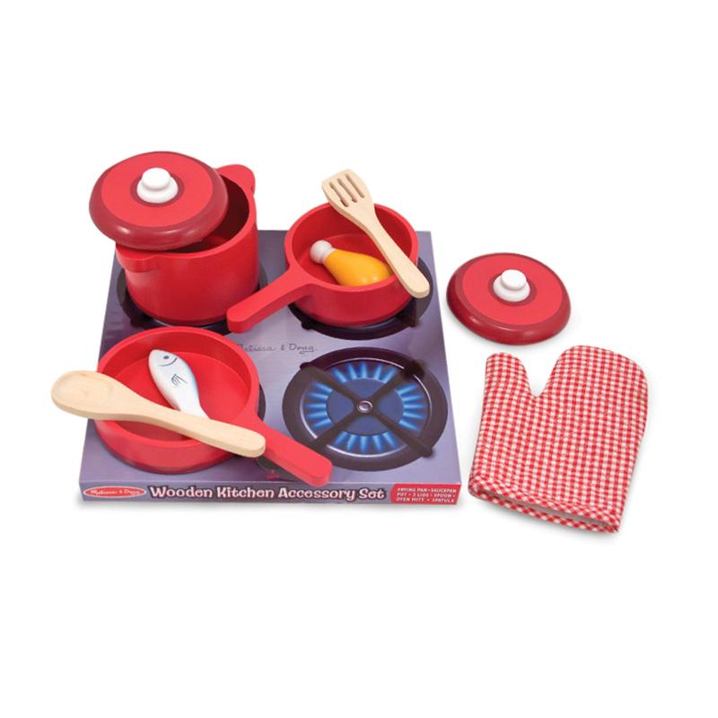 楽天ドリームストア365Melissa & Doug（メリッサ＆ダグ） キッチンセット 木製 ままごと 鍋 フライパン Deluxe Wooden Kitchen Accessory Set 2610 並行輸入品