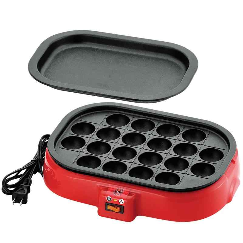 HOME SWAN 着脱式 電気たこ焼き器 平プレ付 SNT-80 レッド 330×255×80