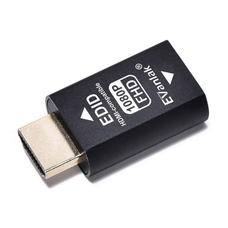 EVanlak(イヴァンラック) HDMI EDIDエミュレーター パススルー 第3世代 プレミアムアルミニウム エミュレーターアダプター不要 Mac ThunderboltからHDMIスイッチ/エクステンダー/AVレシーバー/ビデオ