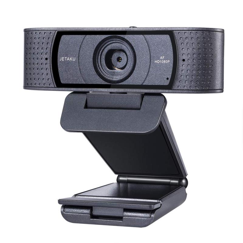 JETAku ウェブカメラ フルHD 1080P WEBカメラ 200万画素 ウェブカム マイク内蔵 ストリーミング オートフォーカス 360°調整可能 プライバシー保護カバー付き 在宅勤務 ビデオ通話/会議 ネット授業