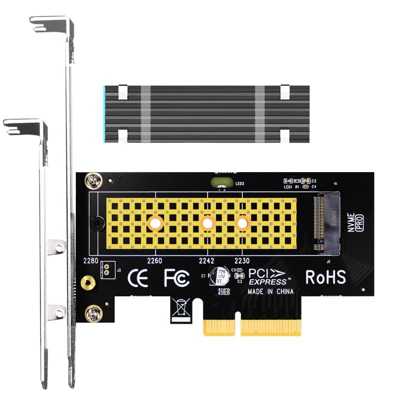 GLOTRENDS M.2 PCIe NVMe 4.0/3.0 変換アダプター M.2ヒートシンク（3mm厚み）付き M.2用 PCI-express 4.0/3.0 x4変換ボード M.2 スロット M.2 PCIE SSD（NVMeとAHCI） PCI-E GEN4フルスピード デスクトップPC用