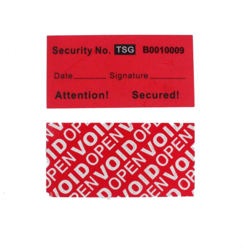 TamperSeals Group - 100枚 赤 25×50 mm 全転写 開封防止 封印ラベル 改ざん防止用セキュリティ シール VOID 安全贴纸