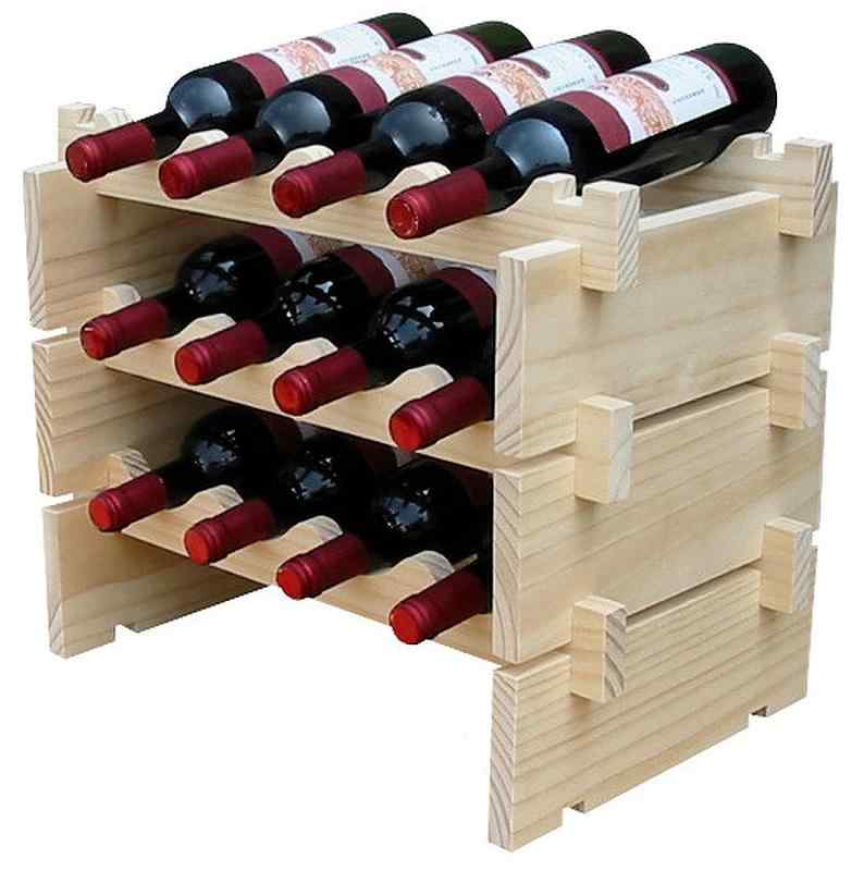 Anberotta 木製 ワインラック 積み重ね式 ホルダー ワイン シャンパン ボトル ウッド 収納 ケース スタンド インテリア ディスプレイ 1,2,3,4段から選べる W1