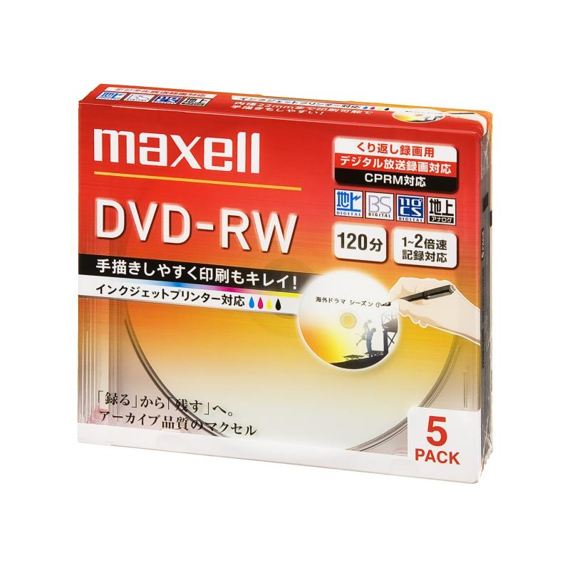 maxell ^p DVD-RW 120 2{Ή CNWFbgv^ΉzCg(Ch) 5 5mmP[X DW120PLWP.5S