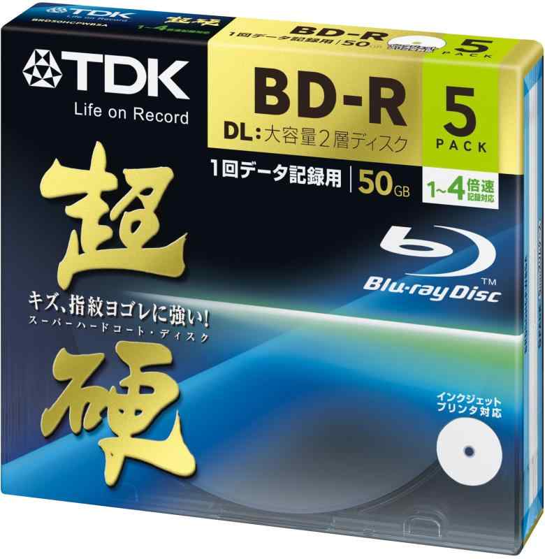 TDK データ用ブルーレイディスク 超硬シリーズ BD-R DL 50GB 1-4倍速 ホワイトワイドプリンタブル 5枚..