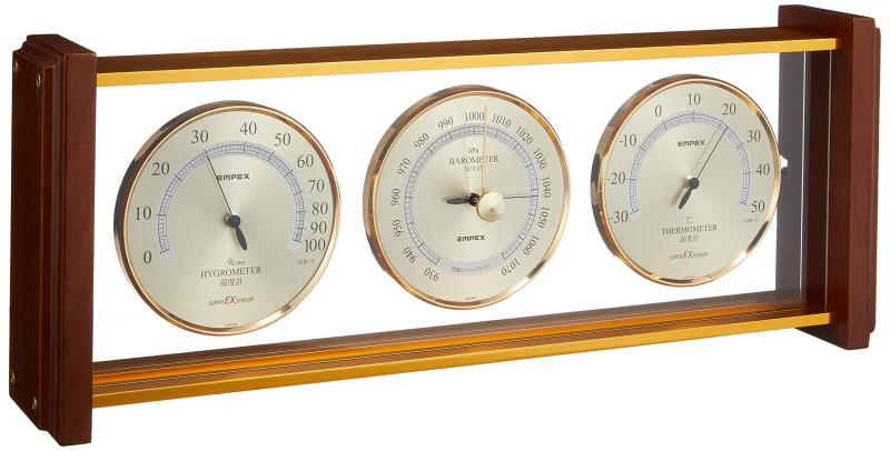 エンペックス気象計 温度湿度計 スーパーEXギャラリー気象計 温度 気圧 湿度表示 置き用 日本製 EX-744