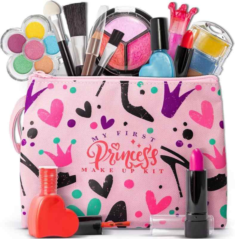 My First Princess Make Up Kit - 12 Pc Kids Makeup Set - Washable Pretend Makeup For Girls - These Makeup Toys for Girls Include Everything Your Princess Needs To Play Dress Up - Comes with Stylish Bag