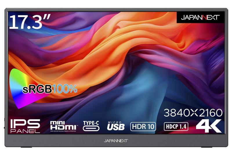 JAPANNEXT 17.3インチ 4K(3840x2160)解像度 モバイルモニター JN-MD-IPS173UHDR USB Type-C miniHDMI sRGB100