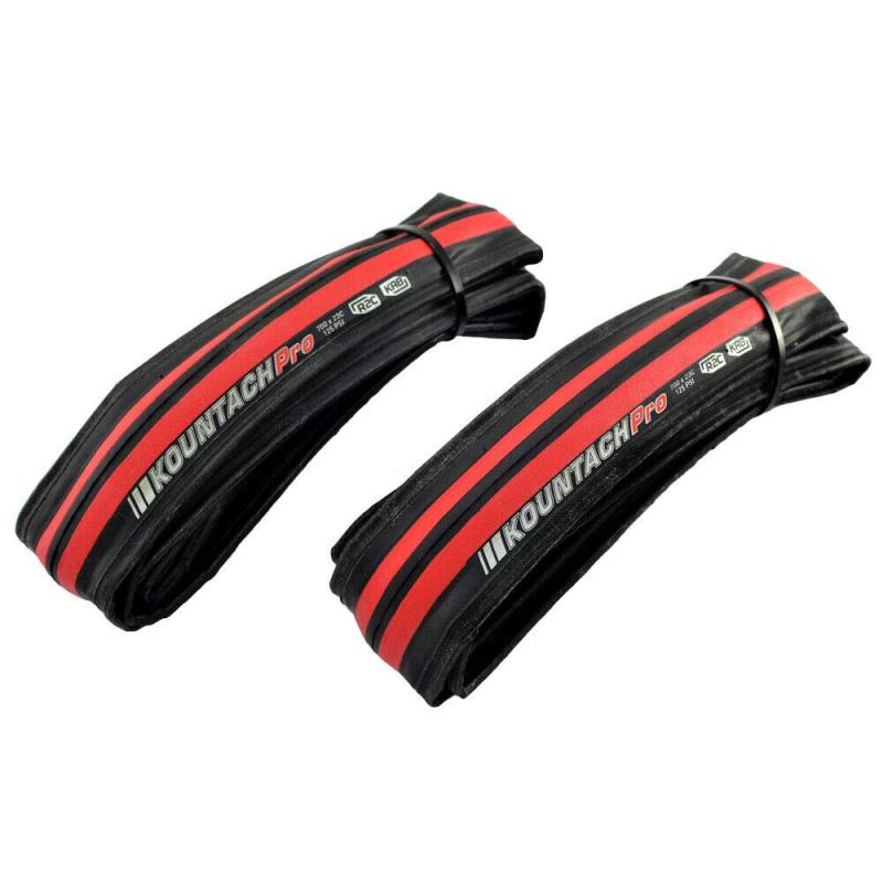 KENDA Kountach K1092 700 x 23C Road Bike Bicycle Folding Tire Tyre, Black and Red, 2 Tire, KD2001