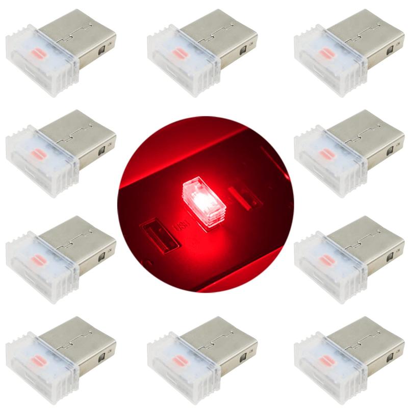 USB雰囲気ライト, CTRICALVER 車 USBライト(赤), プラグイン5V USB ミニLEDライト, 自動車雰囲気灯, 車内ライト, ラップトップ、モバイル電源、車など用 (10個)