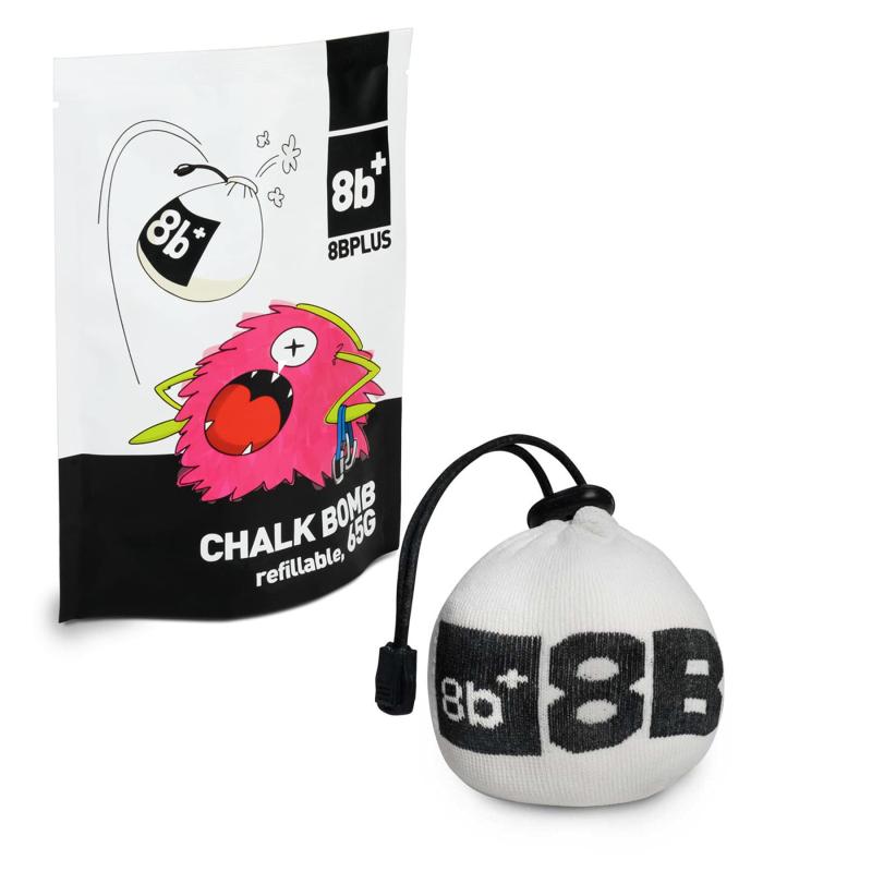 8BPLUS ボルダリング ロッククライミング チョークボール [ CHALK BOMB 65G refillable ] 純度100% 炭酸マグネシウム プレミアム品質 リフィル可能 ホワイト 8B+2805006 【正規品】