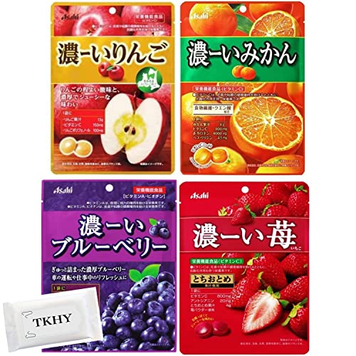 アサヒ食品 キャンディ 飴 4種セット おまけ付き( 濃ーいりんご 88g/ 濃ーいみかん 84g/ 濃ーいブルーベリー 84g/ 濃ーい苺 84g)