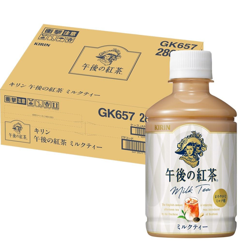 商品情報 商品の説明 商品紹介「キリン 午後の紅茶 ミルクティー」は本格アイスティーが楽しめるペットボトル紅茶飲料。コクのある香りが特長の「キャンディ茶葉を20%使用」。丁寧に抽出することで、紅茶葉の豊かな香りとミルクの濃厚な味わいを楽しめる本格アイスミルクティー。午後の紅茶は紅茶飲料売上本数No.1ブランド※※インテージSRI+ 紅茶飲料市場 2025年1月~12月 累計販売本数●紅茶 ペットボトル ミニペットボトル ギフトをお探しの方におすすめ●午後ティー/ゴゴティー/TVCMで話題 /紅茶 ミニペットボトル/キリン午後の紅茶原材料・成分牛乳(生乳(国産))、砂糖、紅茶(キャンディ(スリランカ)20％)、全粉乳、脱脂粉乳、マルトオリゴ糖、食塩／香料、乳化剤、ビタミンC使用方法そのままお飲みください。安全警告乳製品を含みます。子供や妊婦にはお勧めできません。 主な仕様 ミルクティー (製品1本/100mlあたり)エネルギー35kcal、たんぱく質0〜1g、脂質0〜1g、炭水化物7.1g、食塩相当量0.07g 内容量:280ml 原材料:牛乳(生乳(国産))、砂糖、紅茶(キャンディ(スリランカ)20％)、全粉乳、脱脂粉乳、マルトオリゴ糖、食塩／香料、乳化剤、ビタミンC 紅茶 こうちゃ 午後紅茶 午後ティー ごごてぃー ゴゴティー ごごのこうちゃ ごごティー ごごの紅茶 午後のこうちゃ gogo tea gogotea お茶 茶 コウチャ ちゃ アイス あいすてぃー あいす 本格 本格紅茶 茶葉 ちゃば スリランカ すりらんか 目黒 蓮 目黒蓮 めぐろれん めぐろ れん