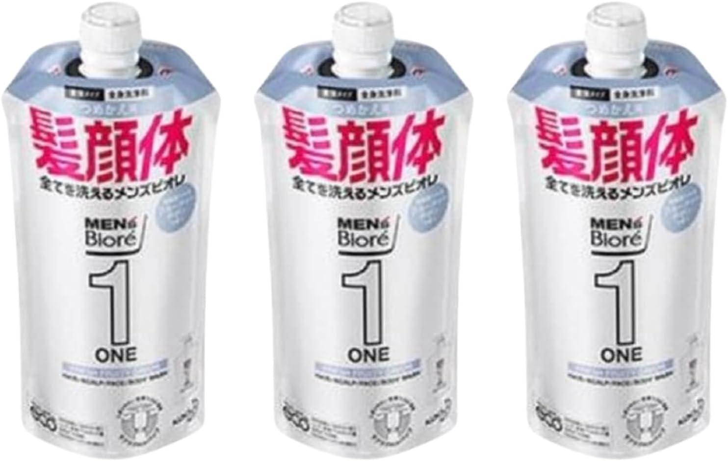 乐天商城 - メンズビオレ ONE オールインワン全身洗浄料 フルーティーサボンの香り 詰め替え 340ml 3個 8LINK