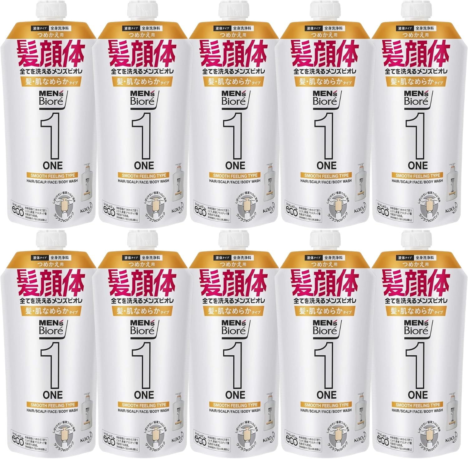 乐天商城 - メンズビオレ ONE オールインワン全身洗浄料 フローラルサボンの香り 詰め替え 340ml 10個 8LINK