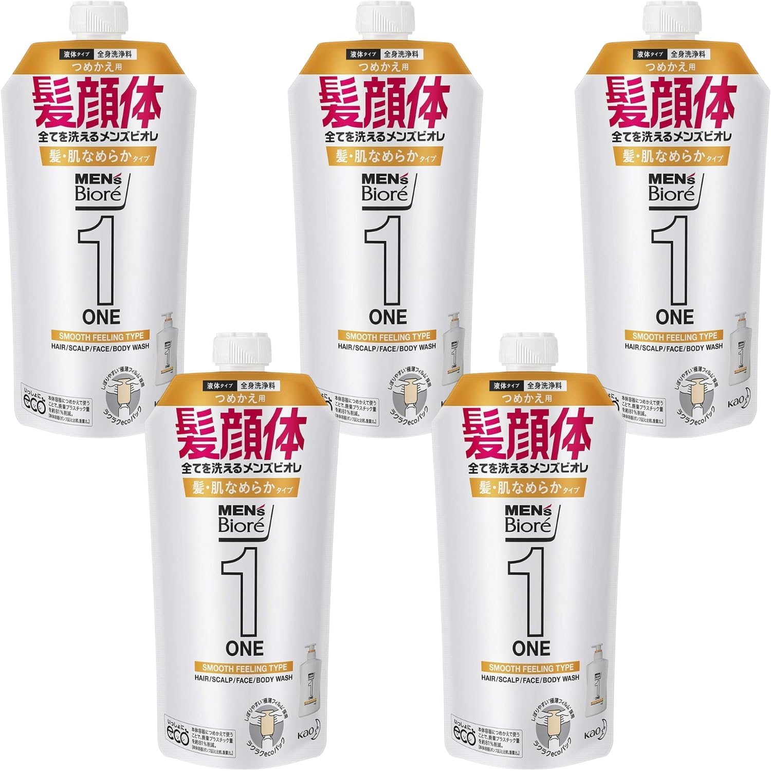 乐天商城 - メンズビオレ ONE オールインワン全身洗浄料 フローラルサボンの香り 詰め替え 340ml 5個 8LINK